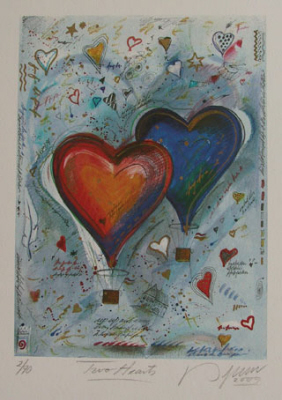 Two Hearts - Farbradierung von Dieter Portugall ... in der Galerie Conrad