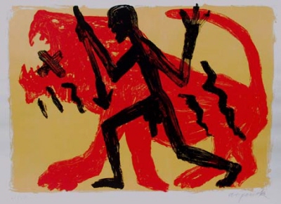 A. R. Penck - Jäger II - Siebdruck ... in der Galerie Conrad